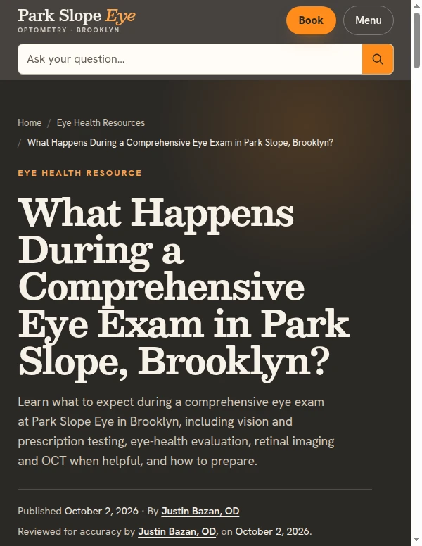 Park Slope Eye article: What Happens During a Comprehensive Eye Exam in Park Slope, Brooklyn?